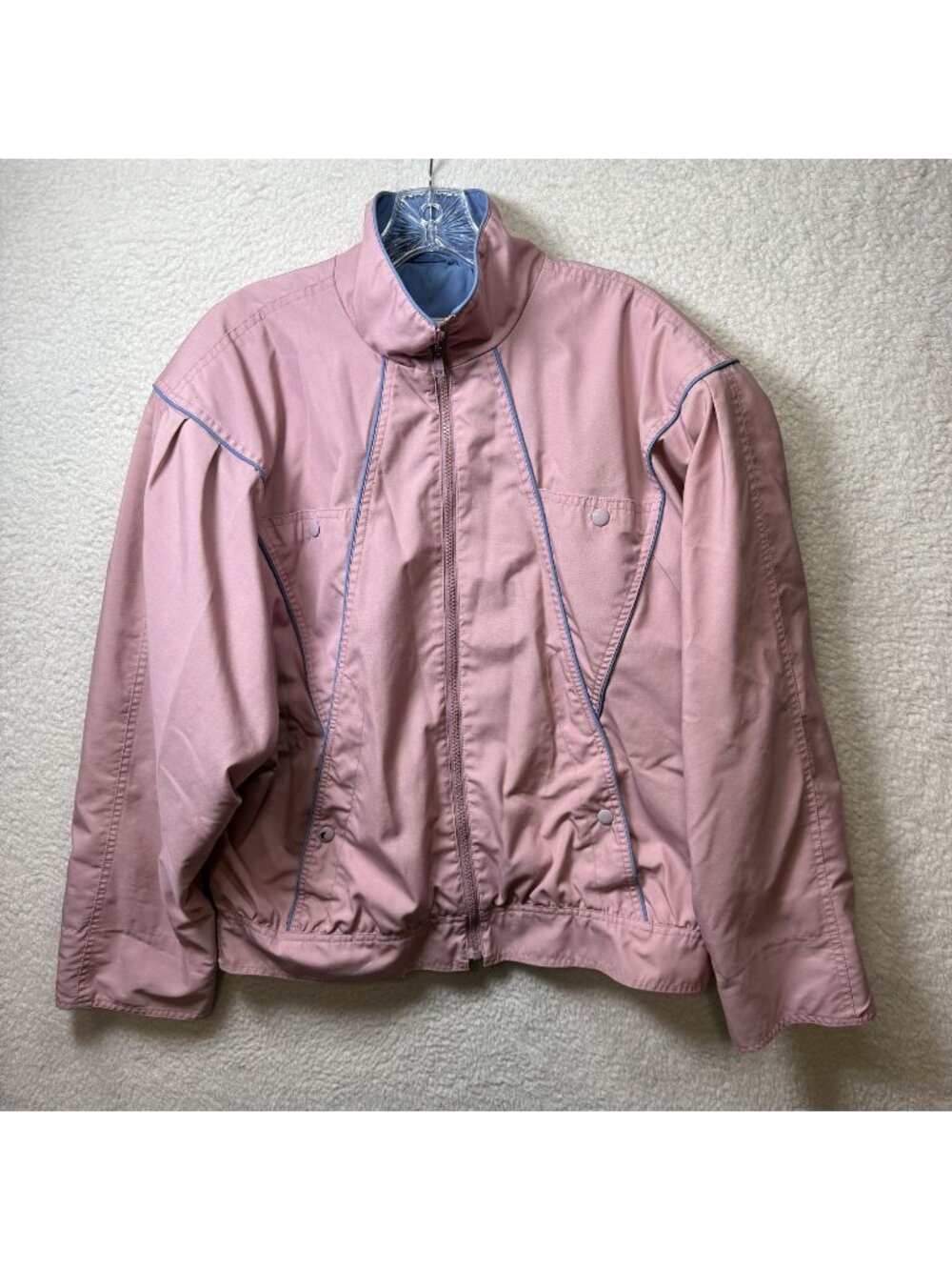 Vintage Mulberry Street Women's‎ Pink Jacket Blue Trim Full-Zip Size Large